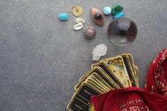 Composition of esoteric objects, used for healing and fortune-telling royalty free stock photos Composition of esoteric objects, used for healing and fortune-telling royalty free stock photos