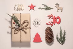 Composizione in natale Regali di Natale, Natale immagini stock libere da diritti Composizione in natale Regali di Natale, Natale immagini stock libere da diritti