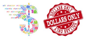 Composição do dólar do mosaico e do selo da aflição para vendas ilustração royalty free Composição do dólar do mosaico e do selo da aflição para vendas ilustração royalty free