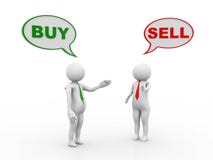 Compre e venda a conversação com homem de negócio 3d rendem ilustração stock Compre e venda a conversação com homem de negócio 3d rendem ilustração stock