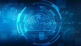 Computación de la nube y concepto de la tecnología de seguridad de la red ilustración del vector Computación de la nube y concepto de la tecnología de seguridad de la red ilustración del vector