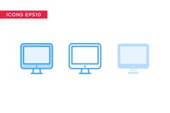 Computador, ícone do PC na linha, esboço, esboço enchido e estilo liso do projeto isolados no fundo branco Vetor eps10 ilustração royalty free Computador, ícone do PC na linha, esboço, esboço enchido e estilo liso do projeto isolados no fundo branco Vetor eps10 ilustração royalty free