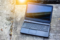 Computer damaged scrap and sunlight on evening royalty free stock images Computer damaged scrap and sunlight on evening royalty free stock images