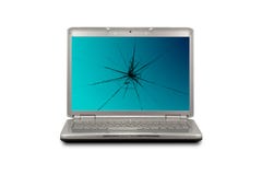 Computer with damaged screen royalty free stock photo Computer with damaged screen royalty free stock photo