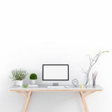 Computer display for mockup on table, 3D rendering royalty free illustration Computer display for mockup on table, 3D rendering royalty free illustration