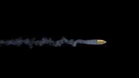 Computer generated representation of a flying bullet with alpha channel