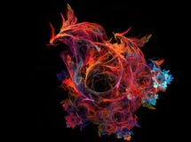 Computer graphic Fire phoenix bird dragon. Digital art music smoke . Fractal graphic colorful background. Vector Illustration Computer graphic Fire phoenix bird dragon. Digital art music smoke . Fractal graphic colorful background. Vector Illustration