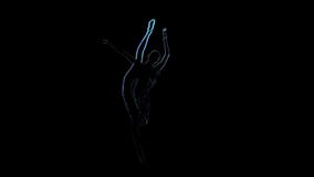 Computer Drawing Of Ballerina Posing On Black Background. Neon Outlines Stock Footage - Video of ...