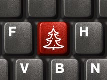Computer Keyboard With Christmas Tree Key Stock Photos Computer Keyboard With Christmas Tree Key Stock Photos