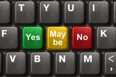 Computer Keyboard With Yes, No And Maybe Keys Royalty Free Stock Photos Computer Keyboard With Yes, No And Maybe Keys Royalty Free Stock Photos