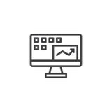 Computer monitor with financial accounting report line icon stock illustration Computer monitor with financial accounting report line icon stock illustration