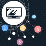 Computer, monitor icon with the background to the point and infographic style. stock illustration Computer, monitor icon with the background to the point and infographic style. stock illustration