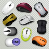 Computer mouse vector pc clicking device with buttons or scroll technology illustration set of realistic click optical Stock Illustration Computer mouse vector pc clicking device with buttons or scroll technology illustration set of realistic click optical Stock Illustration