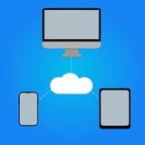computer phone tablet linked to one another vector illustration computer phone tablet linked to one another vector illustration
