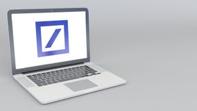 Computer portatile d'apertura e di chiusura con il logo di Deutsche Bank AG rappresentazione editoriale 4K 3D royalty illustrazione gratis Computer portatile d'apertura e di chiusura con il logo di Deutsche Bank AG rappresentazione editoriale 4K 3D royalty illustrazione gratis