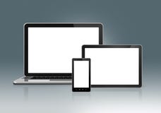 Computer portatile di alta tecnologia, telefono cellulare e pc digitale della compressa Immagine Stock Libera da Diritti Computer portatile di alta tecnologia, telefono cellulare e pc digitale della compressa Immagine Stock Libera da Diritti