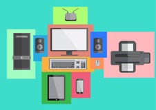 Computer vastgestelde smartphone en tablet vlak ontwerp royalty-vrije illustratie Computer vastgestelde smartphone en tablet vlak ontwerp royalty-vrije illustratie