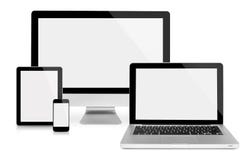 Computermonitor, -tablette, -laptop und -telefon stockfoto Computermonitor, -tablette, -laptop und -telefon stockfoto