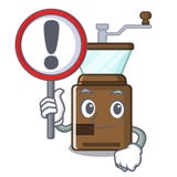 Con il macinacaffè del segno isolato nella mascotte illustrazione vettoriale Con il macinacaffè del segno isolato nella mascotte illustrazione vettoriale