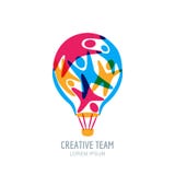 Conceito criativo da equipe Povos na forma do balão de ar ilustração do vetor Conceito criativo da equipe Povos na forma do balão de ar ilustração do vetor