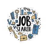 Conceito da busca de trabalho ilustra??o do projeto do vetor ilustração stock Conceito da busca de trabalho ilustra??o do projeto do vetor ilustração stock