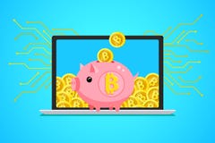 Conceito da moeda cripto Mealheiro com bitcoin ilustração stock Conceito da moeda cripto Mealheiro com bitcoin ilustração stock