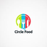 Conceito de projetos do logotipo do alimento do círculo, ícone, elemento, e molde simples para o negócio ilustração stock Conceito de projetos do logotipo do alimento do círculo, ícone, elemento, e molde simples para o negócio ilustração stock