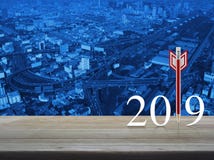 Conceito 2019 do ano novo feliz da estratégia empresarial imagem de stock Conceito 2019 do ano novo feliz da estratégia empresarial imagem de stock
