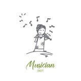 Conceito do músico Vetor isolado tirado mão ilustração stock Conceito do músico Vetor isolado tirado mão ilustração stock