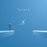 Conceito do vetor do Ai ou da inteligência artificial com o salto do robô do ai, pulando no futuro Símbolo do avanço da tecnologi ilustração royalty free Conceito do vetor do Ai ou da inteligência artificial com o salto do robô do ai, pulando no futuro Símbolo do avanço da tecnologi ilustração royalty free