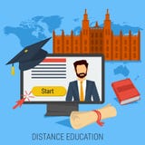 CONCEITO EM LINHA DA EDUCAÇÃO DA DISTÂNCIA ilustração stock CONCEITO EM LINHA DA EDUCAÇÃO DA DISTÂNCIA ilustração stock