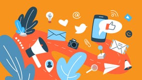 Conceito social dos media ilustração royalty free Conceito social dos media ilustração royalty free