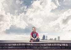 Concept of careless happy childhood with girl of school age smil royalty free stock image Concept of careless happy childhood with girl of school age smil royalty free stock image