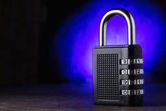 The concept of closure, protection. Technology blockchain, encryption of Internet traffic. password protection. Blue background. royalty free stock photo The concept of closure, protection. Technology blockchain, encryption of Internet traffic. password protection. Blue background. royalty free stock photo
