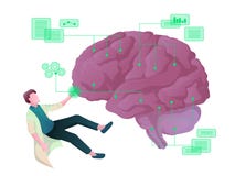 Concept coloré de vecteur du scientifique, traitant l'intelligence artificielle Concept coloré de vecteur du scientifique, traitant l'intelligence artificielle