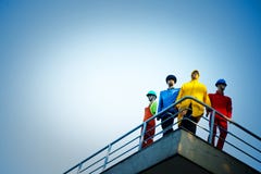 Concept coloré léger modèle de Workers Rooftop Day Image stock Concept coloré léger modèle de Workers Rooftop Day Image stock