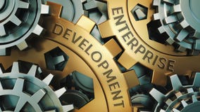 Concept d'ENTREPRISE de DÉVELOPPEMENT Or et illustration argentée de fond de roue de vitesse 3d rendent illustration stock Concept d'ENTREPRISE de DÉVELOPPEMENT Or et illustration argentée de fond de roue de vitesse 3d rendent illustration stock