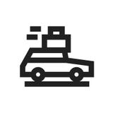 Concept d'illustration de vecteur de voiture mobile avec l'icône de taxi de bagages Noir sur le fond blanc illustration stock Concept d'illustration de vecteur de voiture mobile avec l'icône de taxi de bagages Noir sur le fond blanc illustration stock