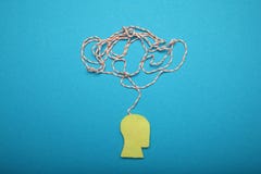 Concept d'inquiétude de psychologie, effort de cerveau Ocd, problème, douleur images stock Concept d'inquiétude de psychologie, effort de cerveau Ocd, problème, douleur images stock