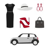 Concept de construction plat de vecteur de regard de mode illustration stock Concept de construction plat de vecteur de regard de mode illustration stock