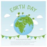 Concept de fond de jour de terre Conception plate d'illustration mains tenant un globe avec des bâtiments et des arbres Photographie stock libre de droits Concept de fond de jour de terre Conception plate d'illustration mains tenant un globe avec des bâtiments et des arbres Photographie stock libre de droits