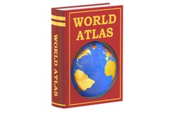 Concept de livre d'atlas du monde, rendu 3D illustration libre de droits Concept de livre d'atlas du monde, rendu 3D illustration libre de droits