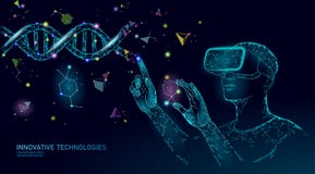 Concept de modification de gène de biologie de la Science Verres olographes de réalité virtuelle de projection de casque de VR Mé illustration de vecteur Concept de modification de gène de biologie de la Science Verres olographes de réalité virtuelle de projection de casque de VR Mé illustration de vecteur
