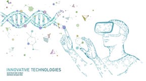 Concept de modification de gène de biologie de la Science Verres olographes de réalité virtuelle de projection de casque de VR Mé illustration de vecteur Concept de modification de gène de biologie de la Science Verres olographes de réalité virtuelle de projection de casque de VR Mé illustration de vecteur