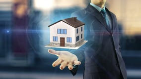 Concept de nouvelle maison d'homme d'affaires illustration stock Concept de nouvelle maison d'homme d'affaires illustration stock