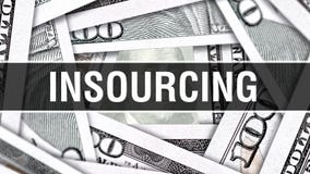 Concept de plan rapproché d'Insourcing Dollars américains d'argent d'argent liquide, rendu 3D Insourcing au billet de banque du d illustration stock Concept de plan rapproché d'Insourcing Dollars américains d'argent d'argent liquide, rendu 3D Insourcing au billet de banque du d illustration stock