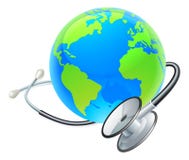 Concept de santé de globe du monde de la terre de stéthoscope illustration stock Concept de santé de globe du monde de la terre de stéthoscope illustration stock