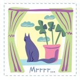 Concept de vecteur avec le chat mignon dans des couleurs douces illustration stock Concept de vecteur avec le chat mignon dans des couleurs douces illustration stock