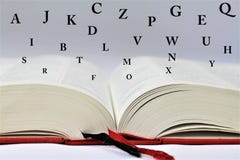 An concept Image of a book with letters stock image An concept Image of a book with letters stock image
