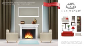 Concept intérieur classique réaliste illustration stock Concept intérieur classique réaliste illustration stock